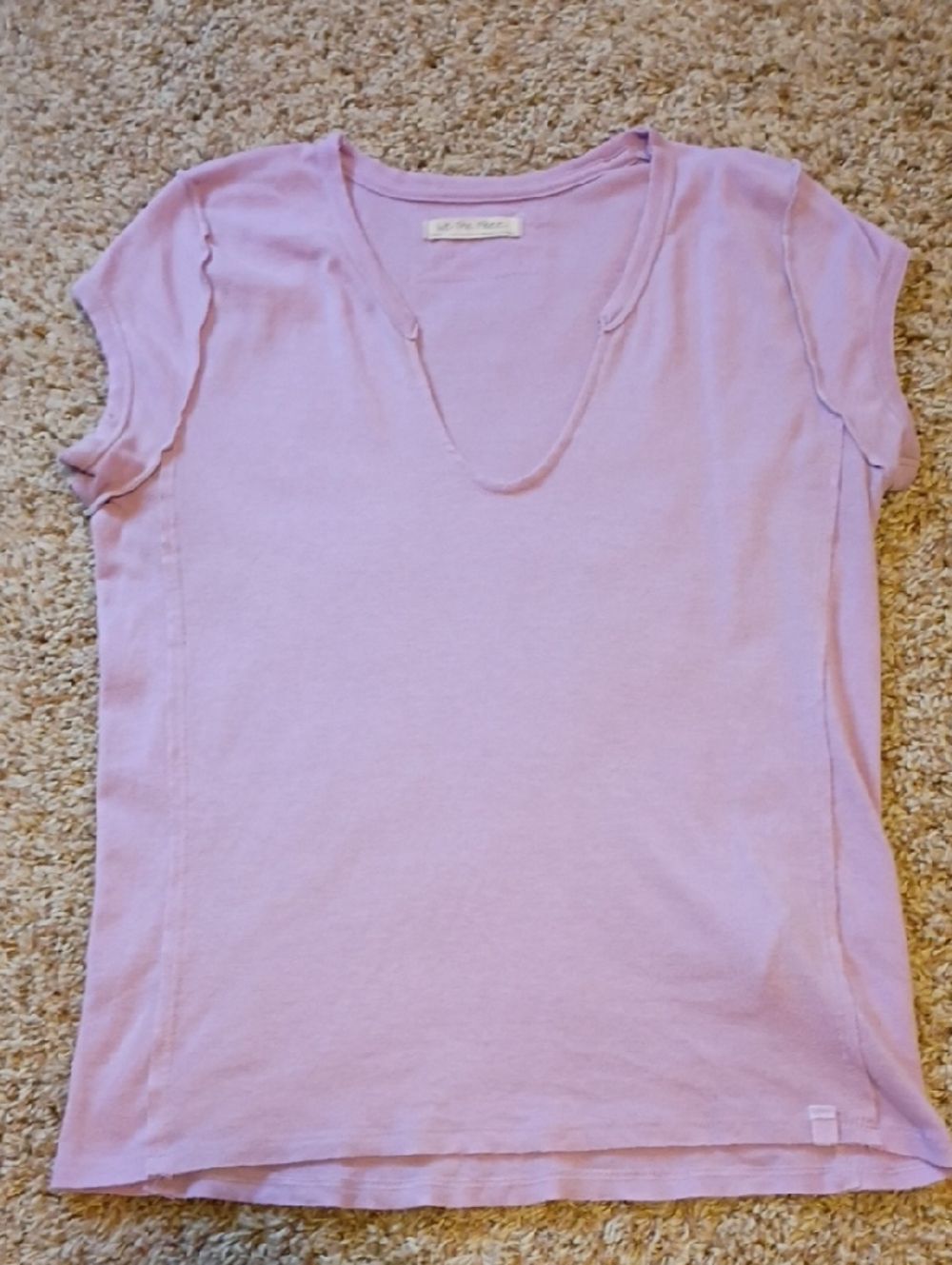 Free People Lavender V-Neck Short Sleeve Top
